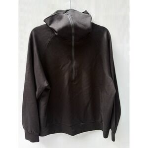 UVN Women Half Zip Sweatshirt XL Black High Neck Pullover Long Sleeve Top Y2K